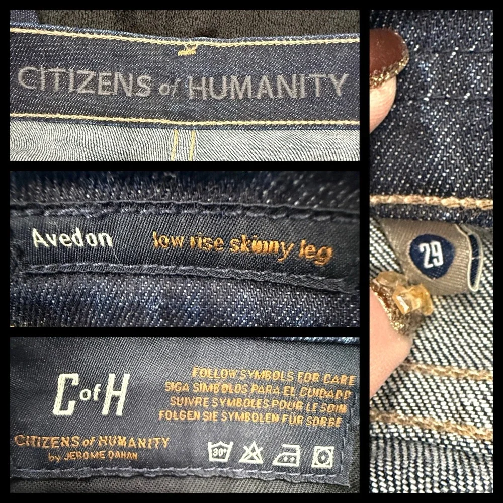 Citizens of Humanity Womens Jeans 29 Avedon Low Rise Skinny Dark Wash Minimalist